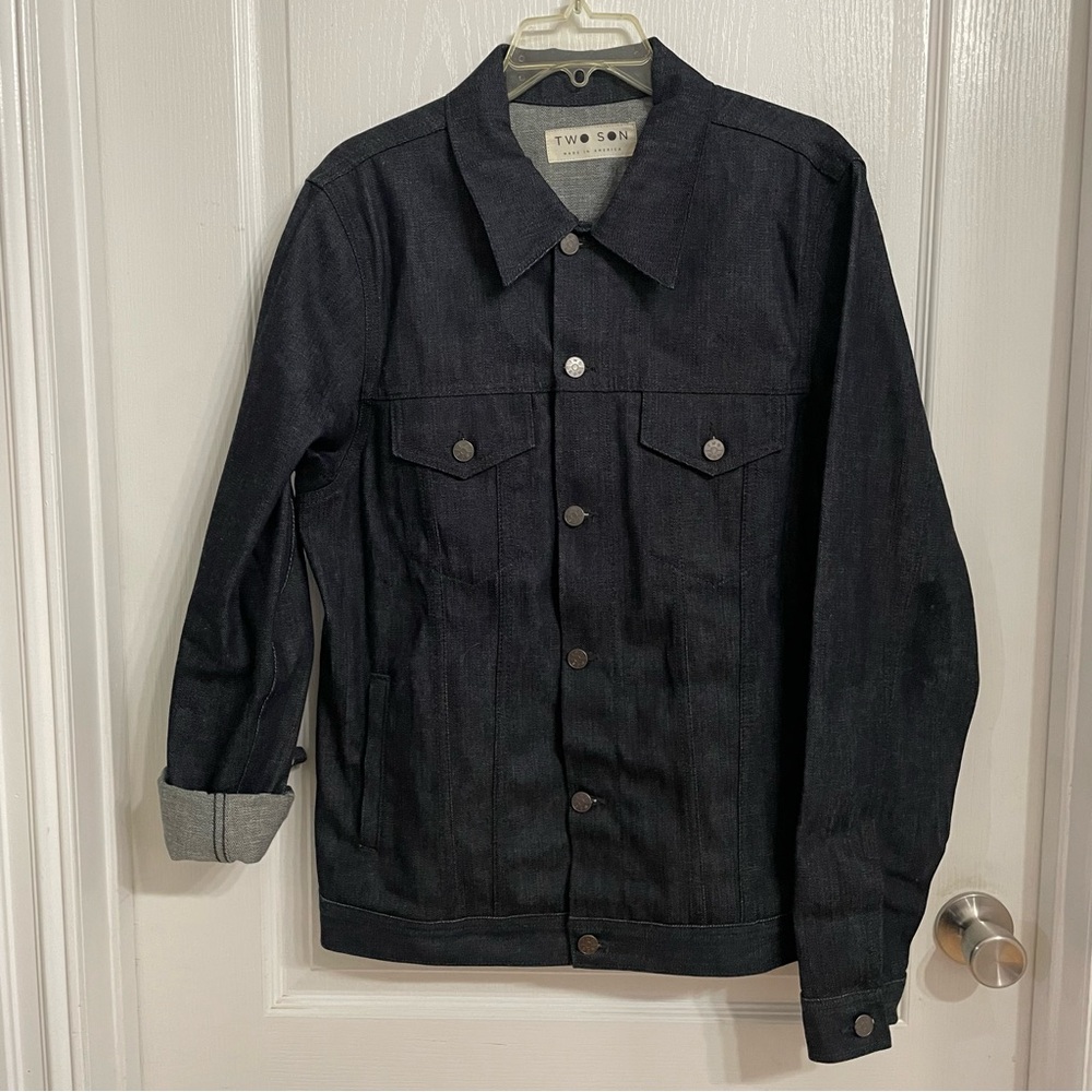 Two Sons Made In USA Heavy Riveted Dark Blue/Black Jacket Mens Size Large NWOT